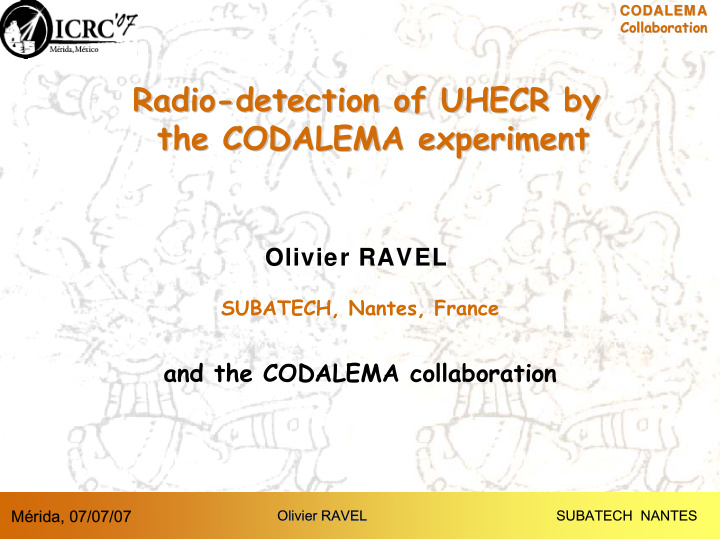 radio detection of uhecr by detection of uhecr by radio