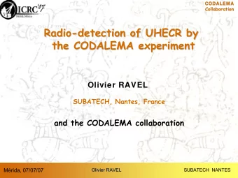 Radio-  -detection of UHECR by  detection of UHECR by  Radio  the CODALEMA experiment  the CODALEMA