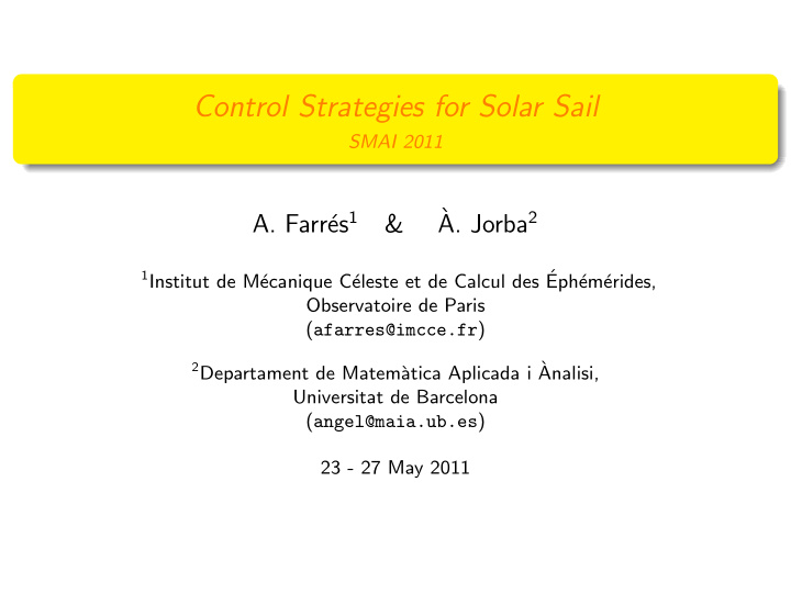 control strategies for solar sail