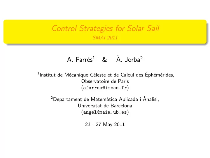 control strategies for solar sail
