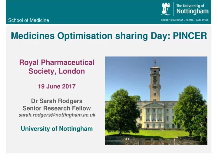 royal pharmaceutical society london 19 june 2017 dr sarah