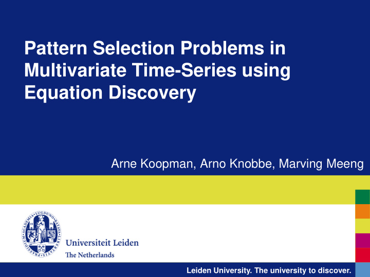 pattern selection problems in multivariate time series