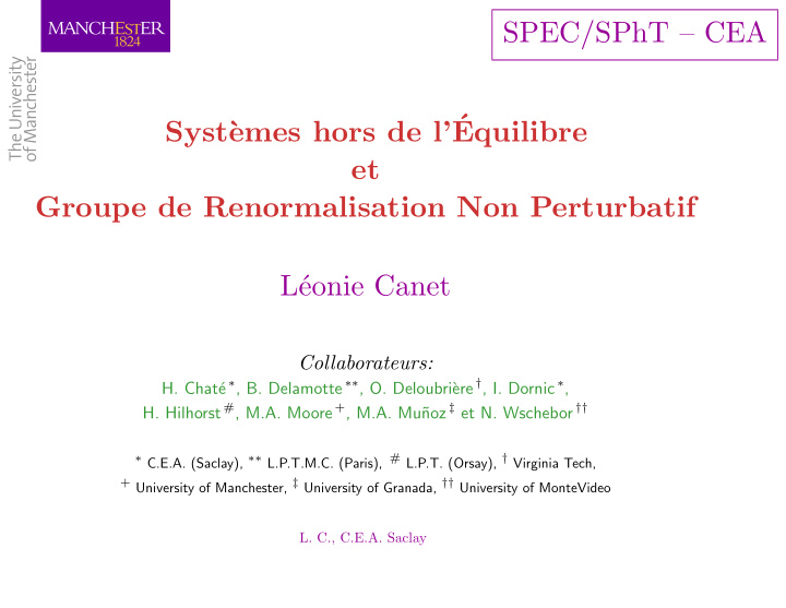 spec spht cea emes hors de l syst equilibre et groupe de