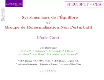 SPEC/SPhT  CEA  emes hors de l  Syst`  Equilibre  et  Groupe de Renormalisation Non