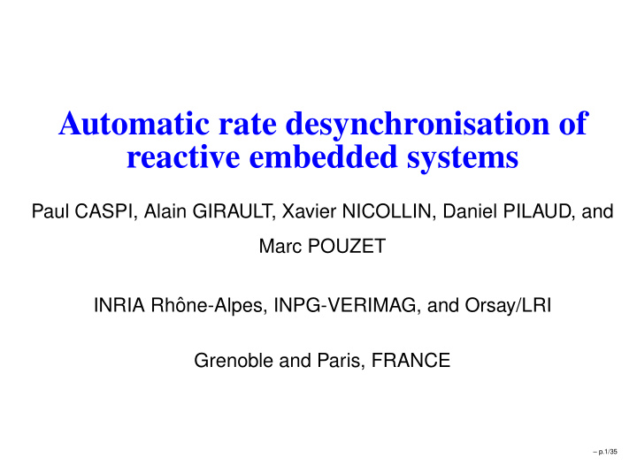 automatic rate desynchronisation of reactive embedded