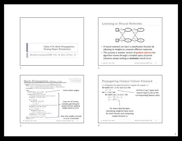 propagating error backward
