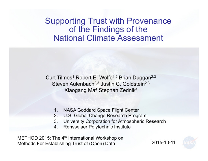 supporting trust with provenance of the findings of the