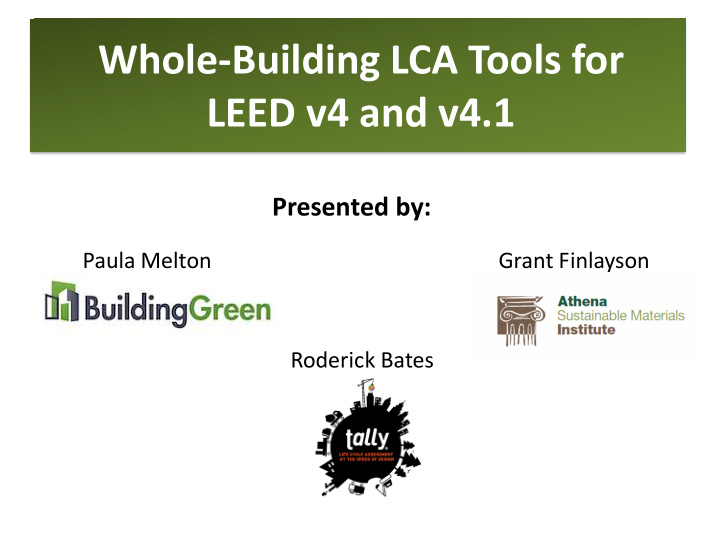 whole building lca tools for leed v4 and v4 1