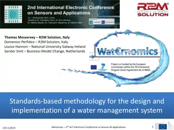implementation of a water management system  1 Messervey  2 nd Intl Electronic Conference on