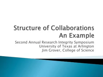 Second Annual Research Integrity Symposium  University of Texas at Arlington  Jim Grover, College
