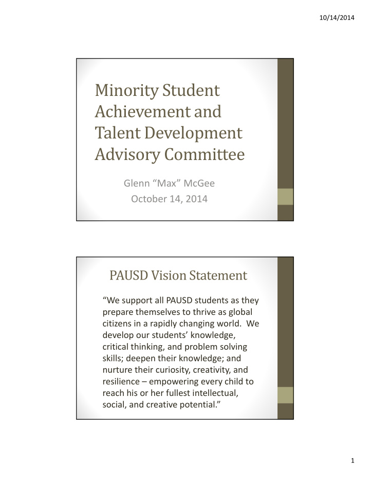 minority student achievement and talent development