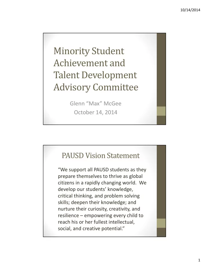 minority student achievement and talent development
