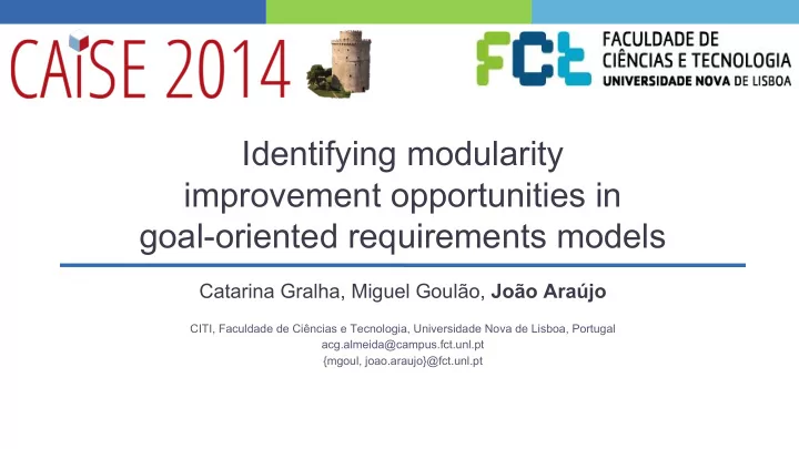 identifying modularity improvement opportunities in goal