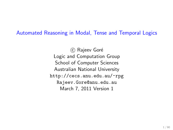 automated reasoning in modal tense and temporal logics