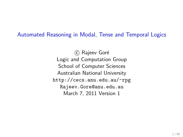 automated reasoning in modal tense and temporal logics