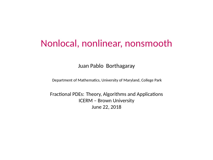 nonlocal nonlinear nonsmooth