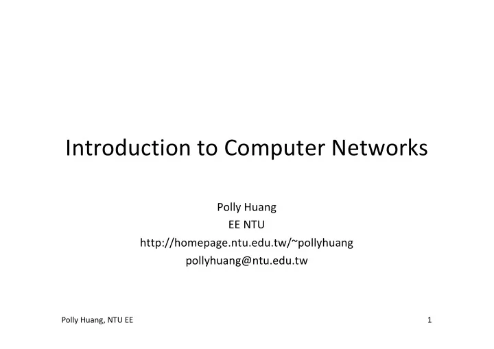 introduction to computer networks