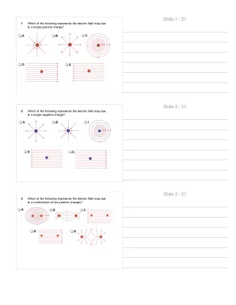 Slide 1 / 21  1  Which of the following represents the electric field map due  to a single positive