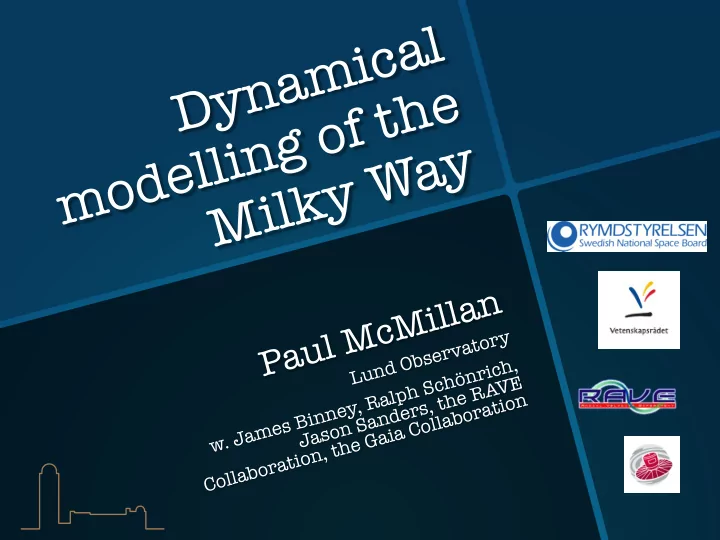dynamical modelling of the milky way