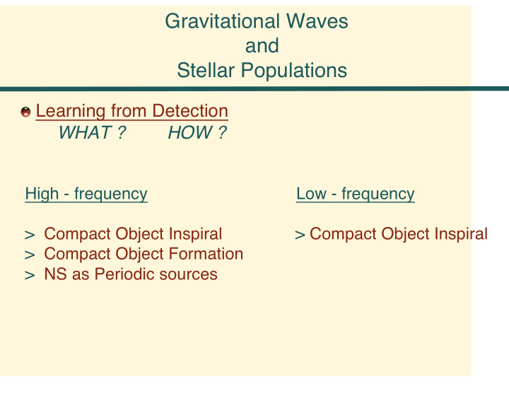 gravitational waves and stellar populations