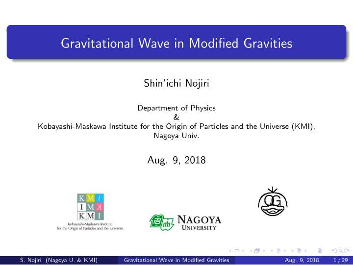 gravitational wave in modified gravities