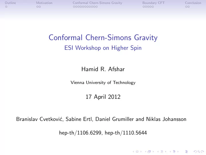conformal chern simons gravity