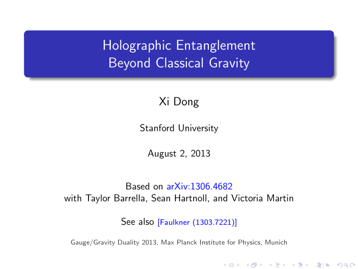 holographic entanglement beyond classical gravity
