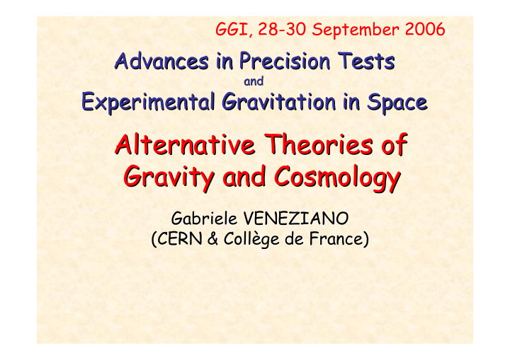 alternative theories theories of of alternative gravity