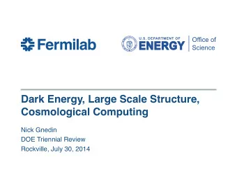 Dark Energy, Large Scale Structure,  Cosmological Computing  Nick Gnedin  DOE Triennial Review