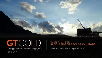 SA DDLE N O RTH G E OLOGI CAL M O D EL  Tatogga Project, Golden Triangle, BC  Webcast presentation