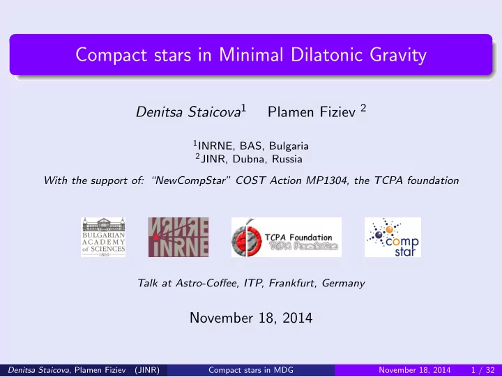 compact stars in minimal dilatonic gravity