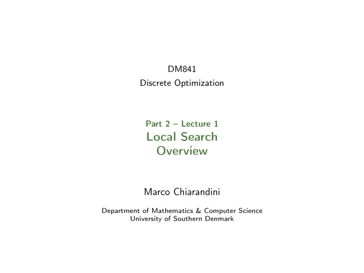 local search overview