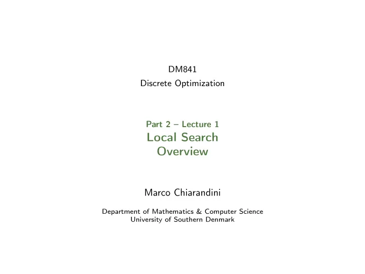 local search overview
