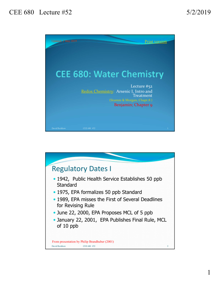 regulatory dates i