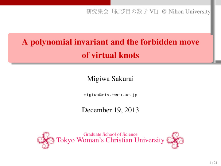 a polynomial invariant and the forbidden move of virtual