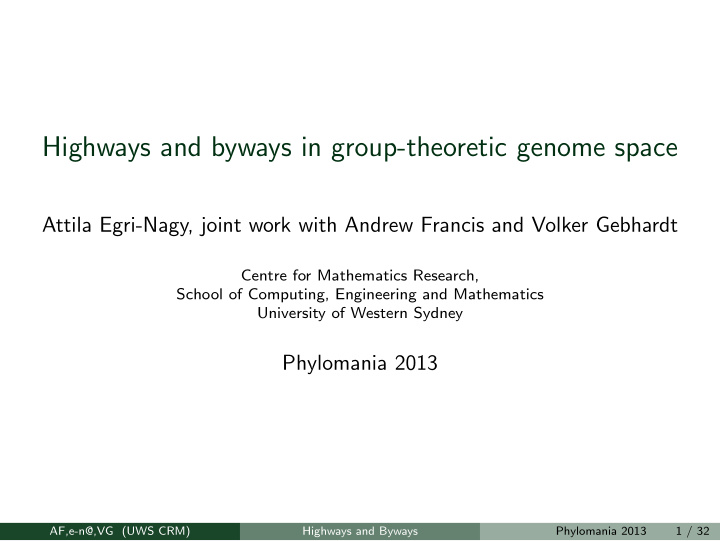 highways and byways in group theoretic genome space