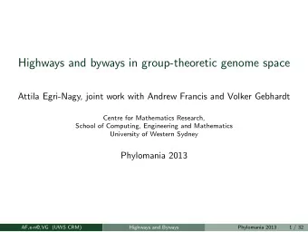 Highways and byways in group-theoretic genome space  Attila Egri-Nagy, joint work with Andrew