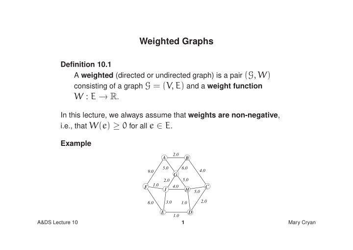 a weighted directed or undirected graph is a pair g w