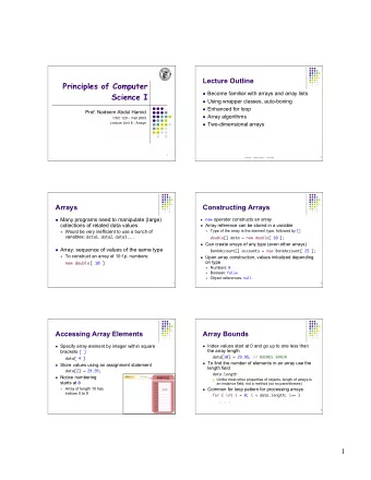 Principles of Computer  Become familiar with arrays and array lists  Science I  Using wrapper