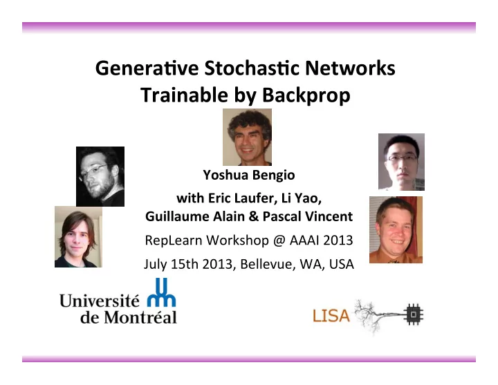 genera ve stochas c networks