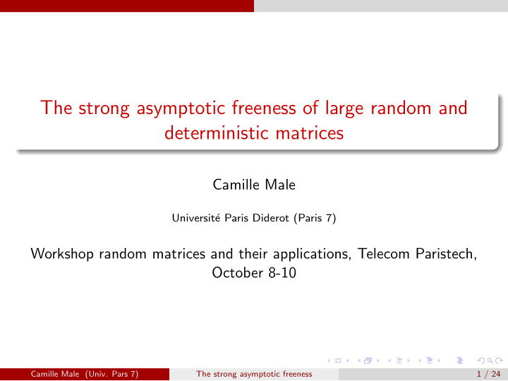 the strong asymptotic freeness of large random and