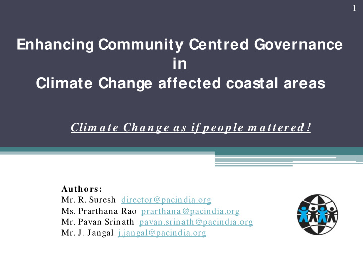 1 enhancing community centred governance in climate