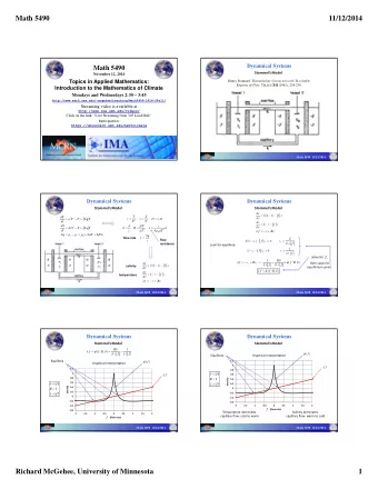 Math 5490  11/12/2014  Dynamical Systems  Math 5490  Stommels Model  November 12, 2014  Topics