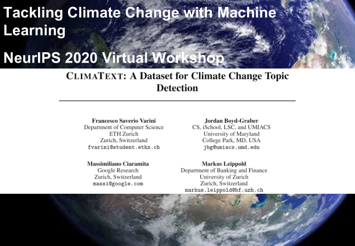 tackling climate change with machine learning neurips