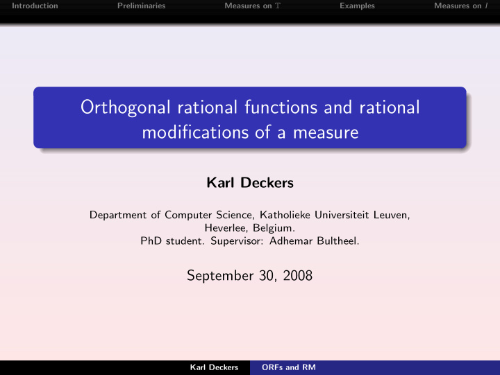 orthogonal rational functions and rational modifications