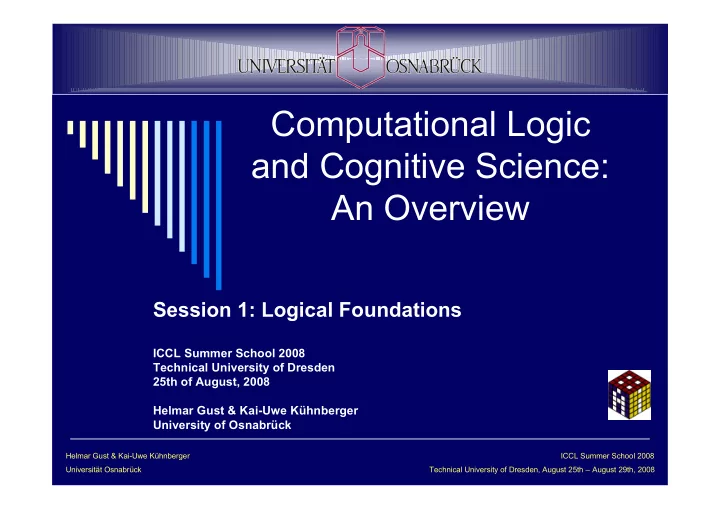 computational logic and cognitive science an overview