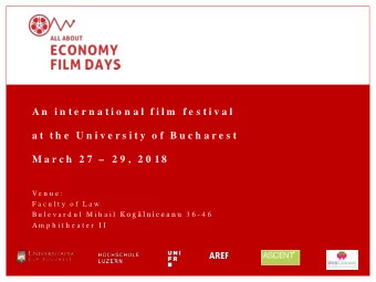 A n  i n t e r n a t i o n a l f i l m f e s t i v a l  a t  t h e  U n i v e r s i t y  o f  B u c