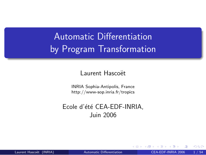 automatic differentiation by program transformation