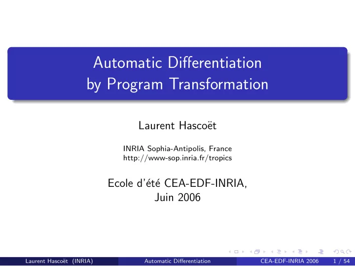 automatic differentiation by program transformation