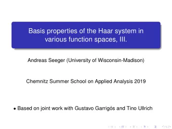 Basis properties of the Haar system in  various function spaces, III.  Andreas Seeger (University